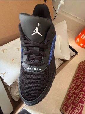 Jordan Men's Black Sneakers with Blue Accents